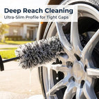 9PCS Wheel Detailing Kit Metal-Free Scratch-Free Boar Hair Rim Brush | Scratch-free boar hair & microfiber, dual-hardness tire pads, towel, storage bag, multi-vehicle wheel care gift set