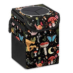 Car Trash Can with Lid Vintage Mushroom Ferns Floral Collapsible Reusable Leak-Proof Auto Garage Bag,Hanging Vehicle Car Accessories Interior Car Organizer