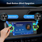 Single Din Car Stereo – Dual Knob Touchscreen Radio with Wireless Apple CarPlay & Android Auto Upgrade Your Classic Car with Easy Installation, Backup Camera Ready, Bluetooth, GPS, FM/AM, USB, EQ