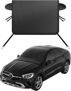 Front Windshield Snow Cover with Side Window Protection for Car and SUV, Winter Frost Ice Guard, Windproof Car Windshield Protector (Oxford Cloth Black)