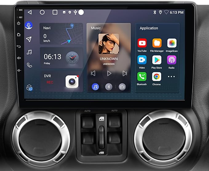 Car Stereo Radio for Jeep Wrangler JK Compass Grand Cherokee Dodge Ram 1500 with GPS FM Bluetooth CarPlay and Android Auto