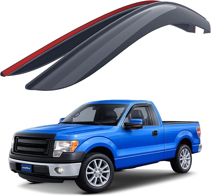 Goodyear Shatterproof Window Deflectors for Ford F150 2009-2014 Regular Cab, Tape-on Rain Guards, Window Visors, Vent Deflector, Vent Visor, Truck Accessories, 2 pcs - GY008940
