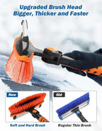 41.5IN Extendable Snow Brush and Ice Scraper, 270°Pivoting Snow Scraper Brush for Car Windshield, Telescoping Ice Scraper, Foam Grip, Heavy Duty Snow Remover for Cars, Trucks, SUV (Orange)