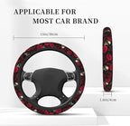 Red Rose Skull Steering Wheel Cover, Non-Slip Breathable Neoprene Steering Wheel Covers, Car Accessories Universal 15 Inch Fit Auto, Suvs, Truck
