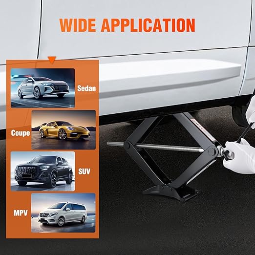 Scissor Jack for Car 2 Ton (4409 lbs), Heavy Duty Steel Scissor Lift Jack Car Kit with Crank Handle for Sedan SUV MPV Tire Changing, 3.9''-15.7'' Lifting Range Portable Small Jack, Black