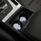 Blue Flowers Steering Wheel Cover 3Pcs Set 15" +2 Car Floral Coasters | Anti-Slip Breathable Neoprene, Universal 15" Fit, Blue Floral Pattern, Car Interior Decor, Cute for Men Women