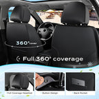 Coverado Seat Covers Full Set, 5 Seats Universal Seat Covers for Cars, Black Car Seat Covers Front Seats Back Seat Cover, Breathable Car Seat Cushion, Leather Seat Cover Seat Protector Fit Most Cars