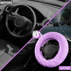 Steering Wheel Cover, Fluffy Car Wheel Covers for Women/Girls/Ladies，Soft Wool Fur Steering Wheel Protector, Universal 14 1/2 inches to 15 inches - Purple