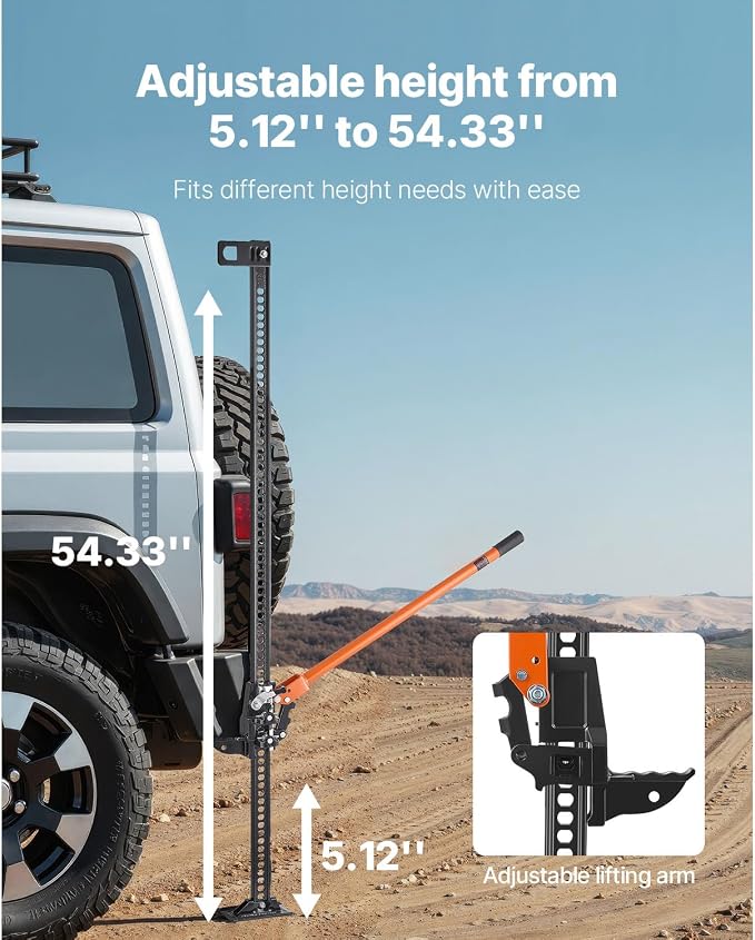 Farm Jack 60inch, 7000 lbs Capacity Ratcheting Off Road Jeep Jack for Tractor, Truck, SUV, Bumper Lift, Orange