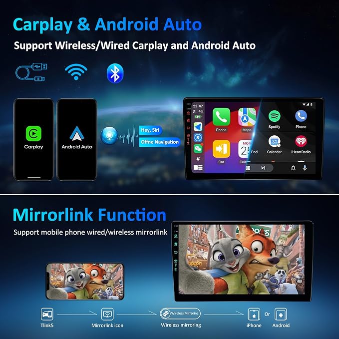 Android 15 Car Radio Stereo for Chevy Silverado&GMC Sierra 2014-2018: 10-Inch Touchscreen Upgrade for 2015 Silverado Radio, Wireless CarPlay&Android Auto/Bluetooth/WiFi/GPS/FM SWC/Backup Camera,4+64G