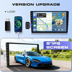 Single Din Car Stereo with 9 Inch IPS Touch Screen, Wireless CarPlay & Android Auto, Bluetooth, FM/AM/RDS Radio, Online Video, Mirror Link,EQ,SWC,USB,Backup Camera & RGB Button Lights