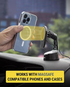 MPQ6 Magnetic Phone Holder for Car Dashboard/Windshield, 15W Wireless Fast Car Charger Stand, Hands Free Cell Phone Mount Compatible with iPhone 17/16/15/14/13/12 Series & MagSafe Case