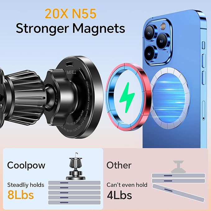 for Magsafe Car Mount Charger【100% Stable】15W Magsafe Car Charger Magnetic Phone Holders for Your Car Accessories for Women Men Car Phone Holder Wireless Car Charger for iPhone 17 16 15 14 13