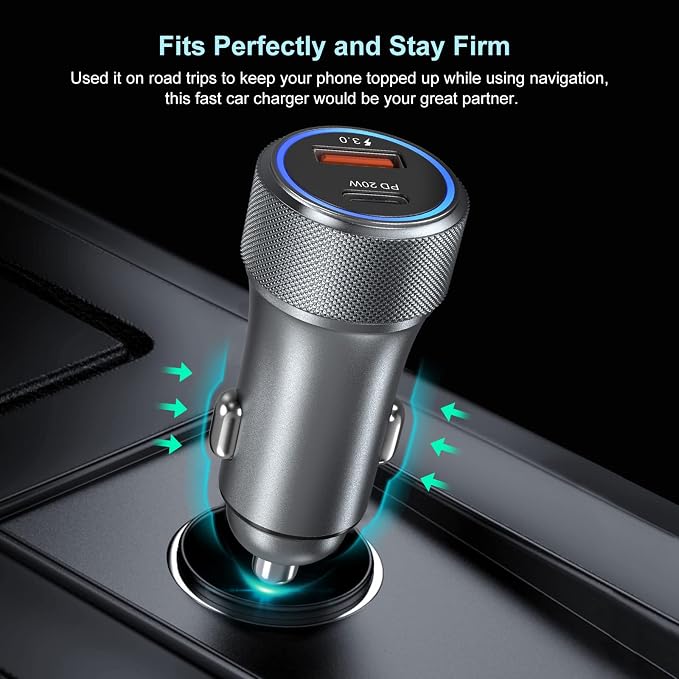 5 Pack USB C Car Charger, 36W Dual USB Car Adapter Fast Charge PD&QC 3.0 Cigarette Lighter USB Charger Compatible iPhone 15 14 13 12 11 Pro Max SE,iPad,Samung S24/S21/S20, Pixel(Grey)