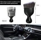 2 PCS Car Detailing Brush, Curved Soft Bristles Auto Removal Dust Collectors, Universal Vehicle Dashboard, Air Conditioner Vents etc Interior Cleaning Tool Accessories (Brown/White)