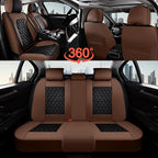 Coverado Universal Car Seat Covers Full Set, Premium Breathable Waterproof Faux Leather Front & Rear Seat Protectors, Luxury Automotive Interior for Sedans SUVs Trucks – CoffeeBlack
