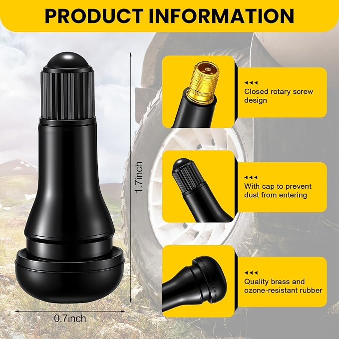 600 Pieces TR413 Valve Stems Tubeless Bulk Rubber Snap-in Valve Stems for 0.453 Inch Rim Holes, Black Standard Length Replacement Tool for Car Tubeless Replacement