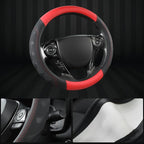 Microfiber Leather Steering Wheel Cover for Honda Accord,Civic,CR-V,HR-V,Pilot(Black+Red-Standard Size)