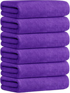 Bath Towel, Microfiber Bath Towels Set 6 Pack 30" x 60" - Large Size, Absorbent, Quick Drying as Fitness Towel, Sports Towels, Yoga Towel, Violet