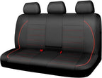 Leather Back Seat Cover,Piping Waterproof Bench Seat Cover, Rear Seat Cover Universal Fit for Cars Sedans SUVs Truck 95% Automotive Interior Backseat Car Covers (Rear,Black and Red)