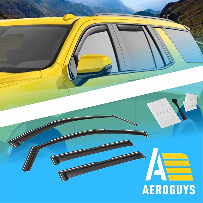 Extra Durable Window Deflectors In-Channel Window Visors Rain Guards Fit for Chevy Tahoe/Cadillac Escalade/GMC Yukon 2021-2026, Sun Visors, Wind Vent for Shades, Exterior Car Accessories- 4 pcs.AG0524