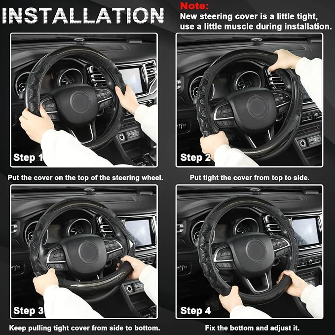 Steering Wheel Cover for Toyota, Auto Car Steering Wheel Cover for Toyota Highlander Rav4 Corolla Camry,Standard Size- Black