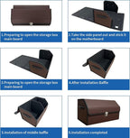 Trunk Organizer for Car With Lid,Foldable Trunk Organizer for SUVs & Sedans,Multi-Functional Leather Storage Box - Brown - Small