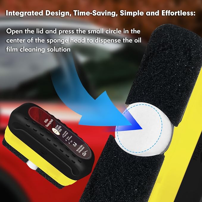 Automotive Oil Film Cleaning Brush, Car Glass Oil Film Cleaner, Anti-Rain Fog Car Glass Cleaner, Car Windshield Cleaner for Improved Clarity and Visibility