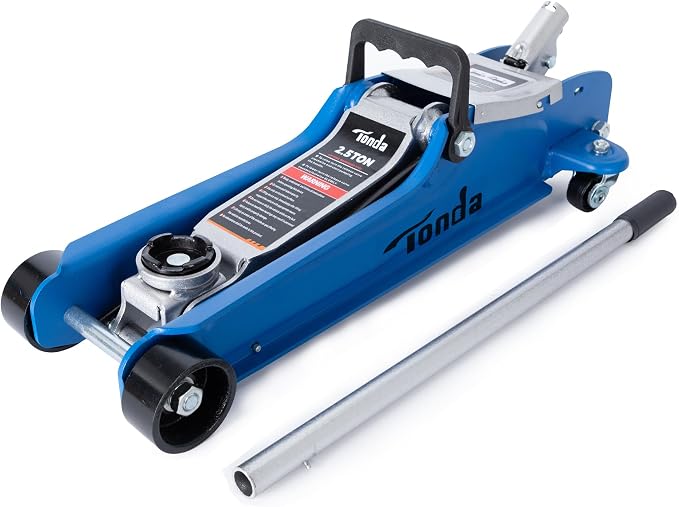 Low Profile Car Jack, 2.5 Ton (5,000 lb) Hydraulic Trolley Floor Jack for Garage, Home, Shop, Lifting Range 3.35" to 14.57", Blue