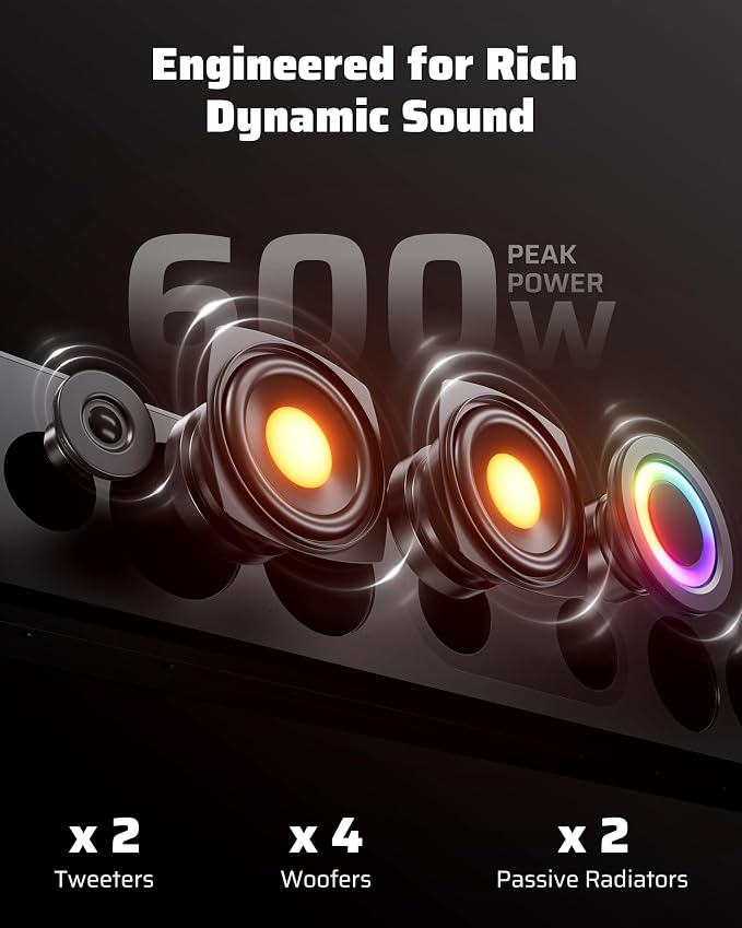 34 Inch UTV Sound Bar, IP66 Waterproof Bluetooth Golf Cart Sound Bar, ATV SoundBar with RGB Lighting, Amplified Powersports SXS SoundBar, UTV Speakers Compatible with Polaris RZR Can-Am