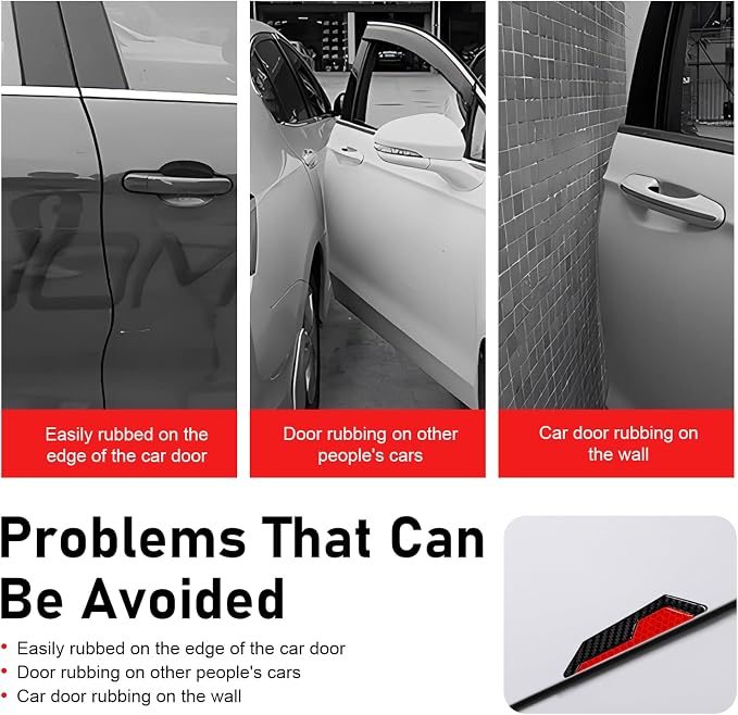 4 PCS Car Door Edge Guard Sticker, Reflective Safety Warning Car Door Protective Strips, Thickened Anti-collision Paint Protector, Universal for Most Vehicles (Red)
