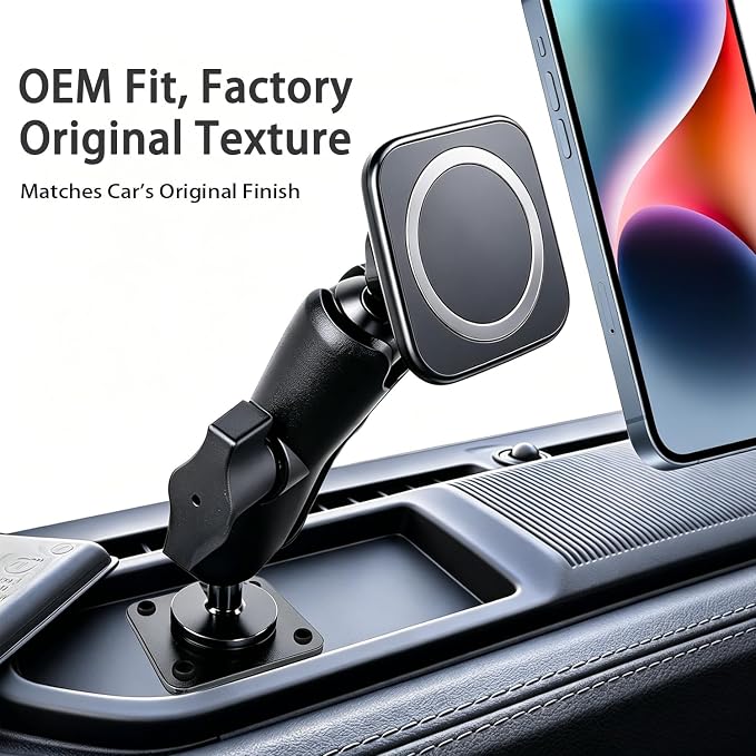 (Extended & Rubber Pad Design) MagSafe Aluminum 2024 2025 2026 Jeep Wrangler JL JLU & Gladiator JT 4XE (2/4 Door) Phone Mount, No View Obstruction, Metal Phone Holder for All Smartphones | Not JK JKU