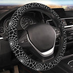 Elastic Spider Web Car Steering Wheel Cover Protector Upgrade Thicken,Halloween Black,Anti Slip Stretchy Soft Car Interior Decor Accessories for Diverse Cars Truck SUV for Men Women Universal 15 Inch