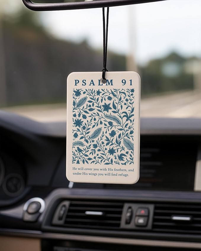 Christian Faith Car Air Freshener 4 Pcs Coconut Scented, Christian Car Accessories Mirror Decor for Women, Inspiration Bible Verse Floral Hanging Air Freshener for Cars Closet Drawer Books