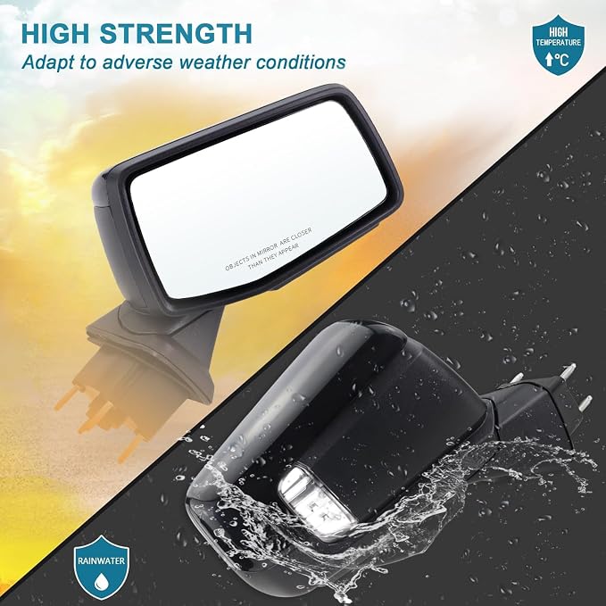 Right Passenger Side Mirror Compatible 2019-2025 Chevy Silverado 1500 With Power Folding Heated Turn Signal Puddle Lights Mirror Memory Temperature Sensor Black Replace#84309684(15Pins)