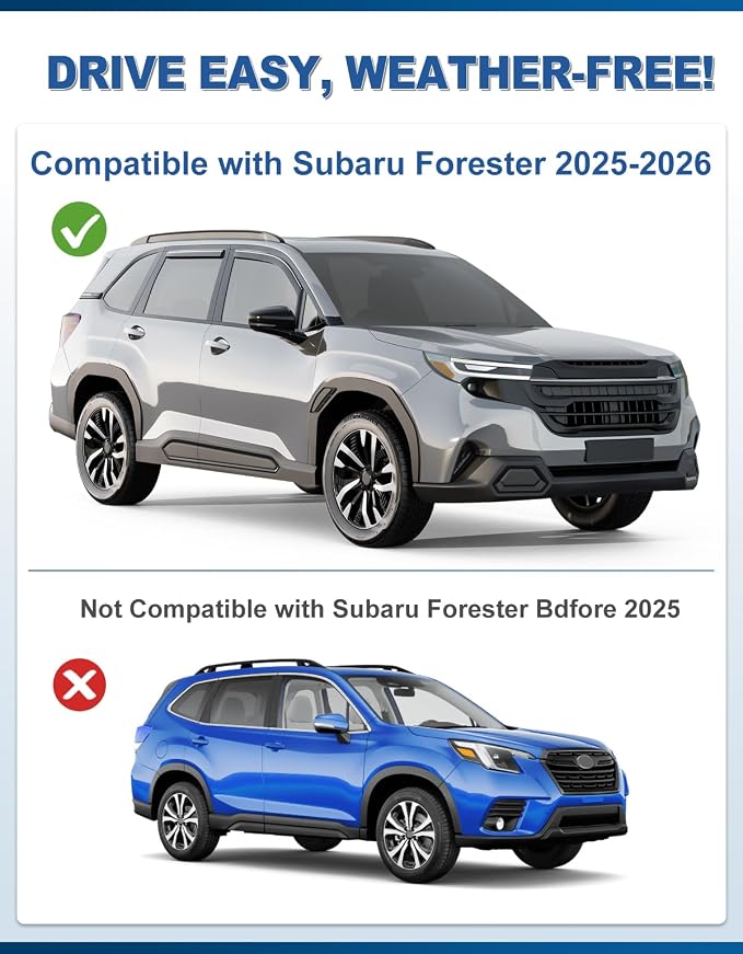 in-Channel Window Rain Guards Compatible for 2025-2026 Subaru Forester, Extra Durable Rain Guards Visors Vent Visors Window Deflector Vent Shades Car Accessories -4 pcs