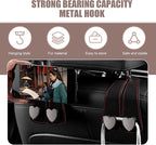 2 PCS Car Seat Headrest Hook, Car Hooks for Headrest, Storage Double Heart Shape Hooks, Suede Foldable Soft Hook Organizer, Universal for Cars (Black)