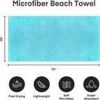 Large Microfiber Bath Sheet Towel, 2 Pack, 35" x 70", Aquamarine | Soft, Super Absorbent, Fast Dry, Hanging Loop, For Adult Gym Yoga Sauna