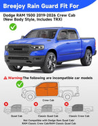 in-Channel Window Rain Guards Fit for Dodge RAM 1500 (New Body Style Includes TRX) 2019-2026 Crew Cab Truck, Extra Durable Vent Visors Window Deflector Vent Shades Car Accessories -4 pcs