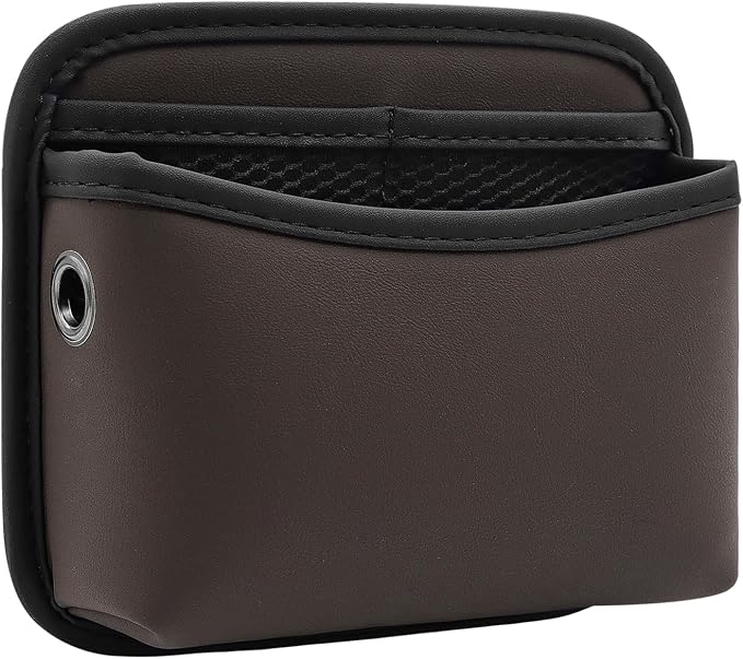 Car Seat Side Storage Pocket, Small Car Seat Organizers PU Leather Car Console Organizer Pocket Multifunctional Console Side Organizer Bag for Phone, Keys, Sunglass, Wallet (1Pack, Brown)