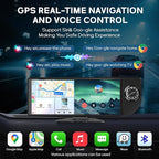 10.26" Wireless CarPlay Screen for Car, Portable Apple Car Play & Android Auto HD Touchscreen with 4K Dash Cam/1080P Backup Camera/GPS Navigation/Mirror Link/FM/Voice Control for All Vehicles