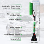 2 Pack Ice Scrapers with Snow Brush, 27 Inch Snow Remover for Car Windshield and Door, Detachable Ice Shovel Tool with Ergonomic Foam Grip, Winter Accessories for Car
