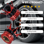 4PCS Crown Bling Tire Stem Valve Caps, Crystal Diamond Tire Air Cap Set Universal Copper Core Stem Covers for Cars, SUV, Trucks, Bikes, Motorcycles, Bicycles (Red & Black)