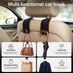 2 Pack Black Headrest Hooks for Car, Heavy Duty Purse Hook Holder Universal Vehicle Storage Organizer for Purses Bags Accessories