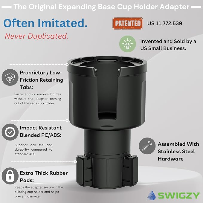 Car Cup Holder Expander Adapter for Large Water Bottles - [Patented & Upgraded] - Holds: Hydro-Flask, Yeti, Nalgene, Owala, 32-40oz - Adjustable Expandable Insert Extender - Universal