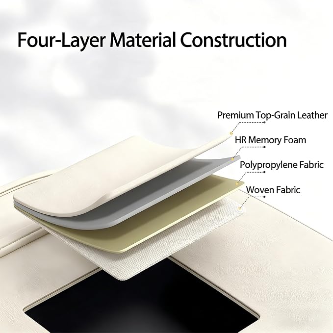 2 Pack Universal Foldable Car Backseat Organizer with Table Tray, Car Seat Back Protector with Touch Screen Phone Holder, Premium Leather Kick Mats with Storage Pockets Tissue Holder (Beige)