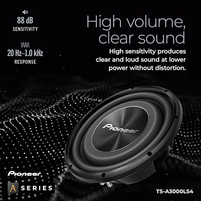 A-Series TS-A3000LS4 12” Subwoofer – 1500W Max, Shallow-Mount Design, Deep Bass in Tight Spaces, Compact, Slim, Truck/Car Subwoofer