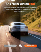4K Dash Cam Front and Rear Inside, 3 Channel Car Dash Camera for Cars, Dashcam with GPS, Wi-Fi 6, Voice Control, Parking Monitor, Night Vision, Loop Recording, 64GB SD Card Included (T800E)