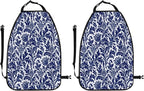 William Morris Thistle Damask, Navy Blue And White Car Seat Back Kick Protectors Kick Mats With Storage Pockets For Vehicles To Protect From Dirt Mud Scratches 2 Pack