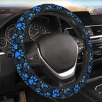 Dog Paw Print Steering Wheel Cover Anti-Slip,Sweat Absorption Universal 15 inch Steering Wheel Covers Cute car Accessories for Men Women